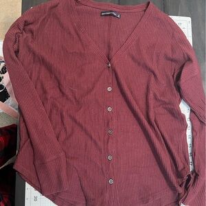 Abercrombie & Fitch Maroon Knit Button Down Sweater